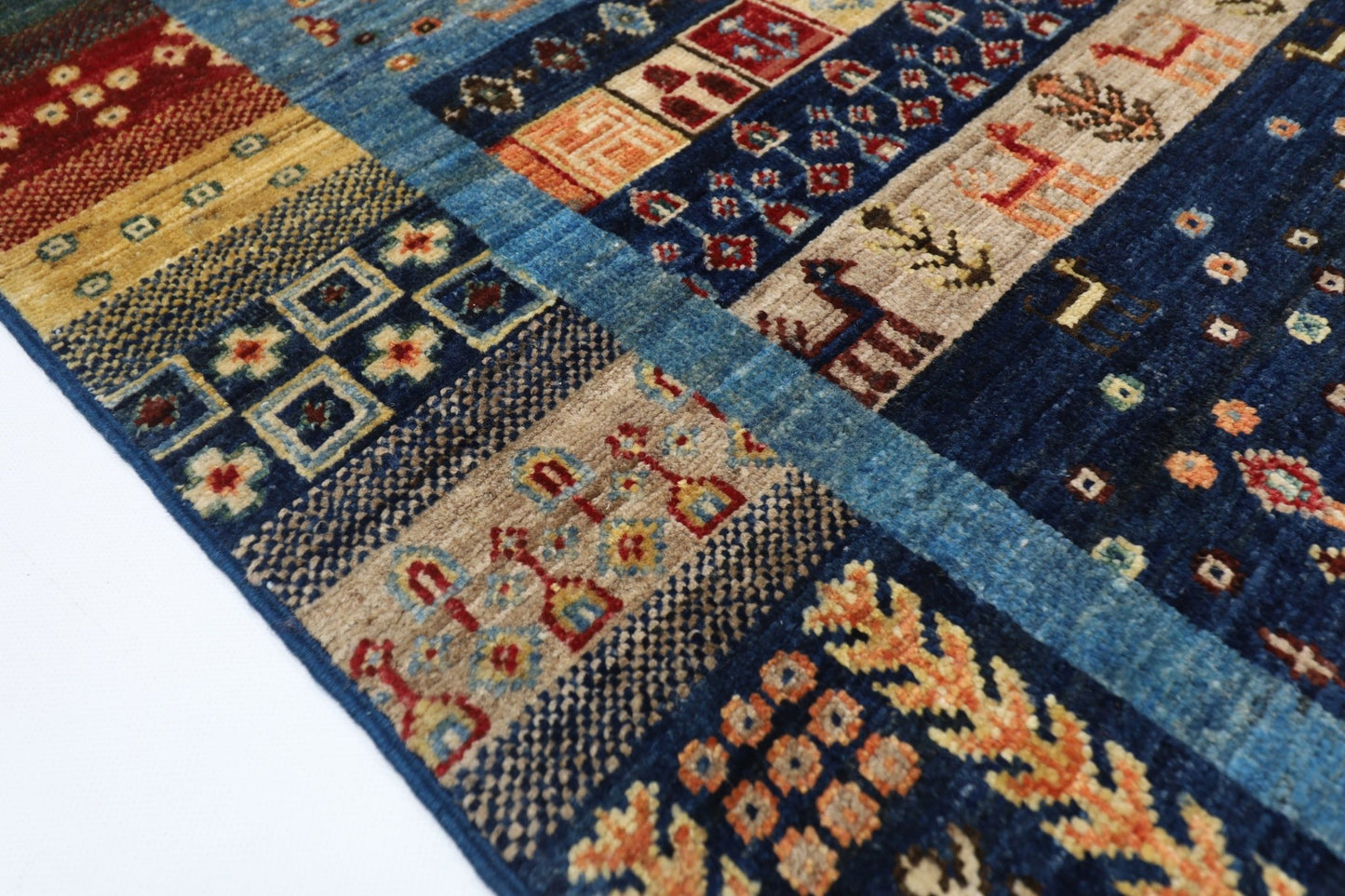 83 x 393 cm | Oriental Gabbeh Animal Runner Rug Afghan Hand Knotted Veg Dye Wool carpet - ART WOOL CARPET