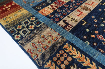 83 x 393 cm | Oriental Gabbeh Animal Runner Rug Afghan Hand Knotted Veg Dye Wool carpet - ART WOOL CARPET