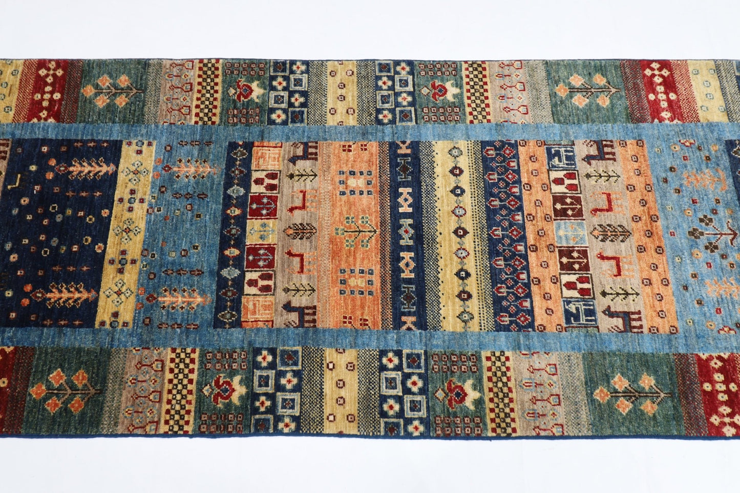 83 x 393 cm | Oriental Gabbeh Animal Runner Rug Afghan Hand Knotted Veg Dye Wool carpet - ART WOOL CARPET