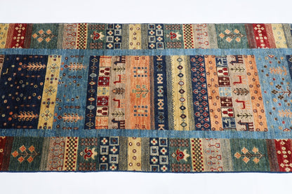 83 x 393 cm | Oriental Gabbeh Animal Runner Rug Afghan Hand Knotted Veg Dye Wool carpet - ART WOOL CARPET