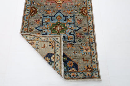 83 x 434 cm | Oriental Gray Runner Rug Afghan Hand Knotted Veg Dye Wool carpet - ART WOOL CARPET