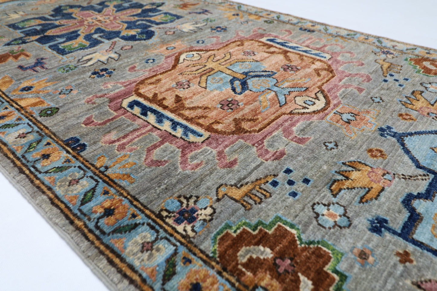 83 x 434 cm | Oriental Gray Runner Rug Afghan Hand Knotted Veg Dye Wool carpet - ART WOOL CARPET