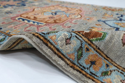 83 x 434 cm | Oriental Gray Runner Rug Afghan Hand Knotted Veg Dye Wool carpet - ART WOOL CARPET