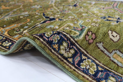 84 x 296 cm | Bidjar Green Oriental Runner Rug Afghan Hand Knotted Veg Dye Wool carpet - ART WOOL CARPET