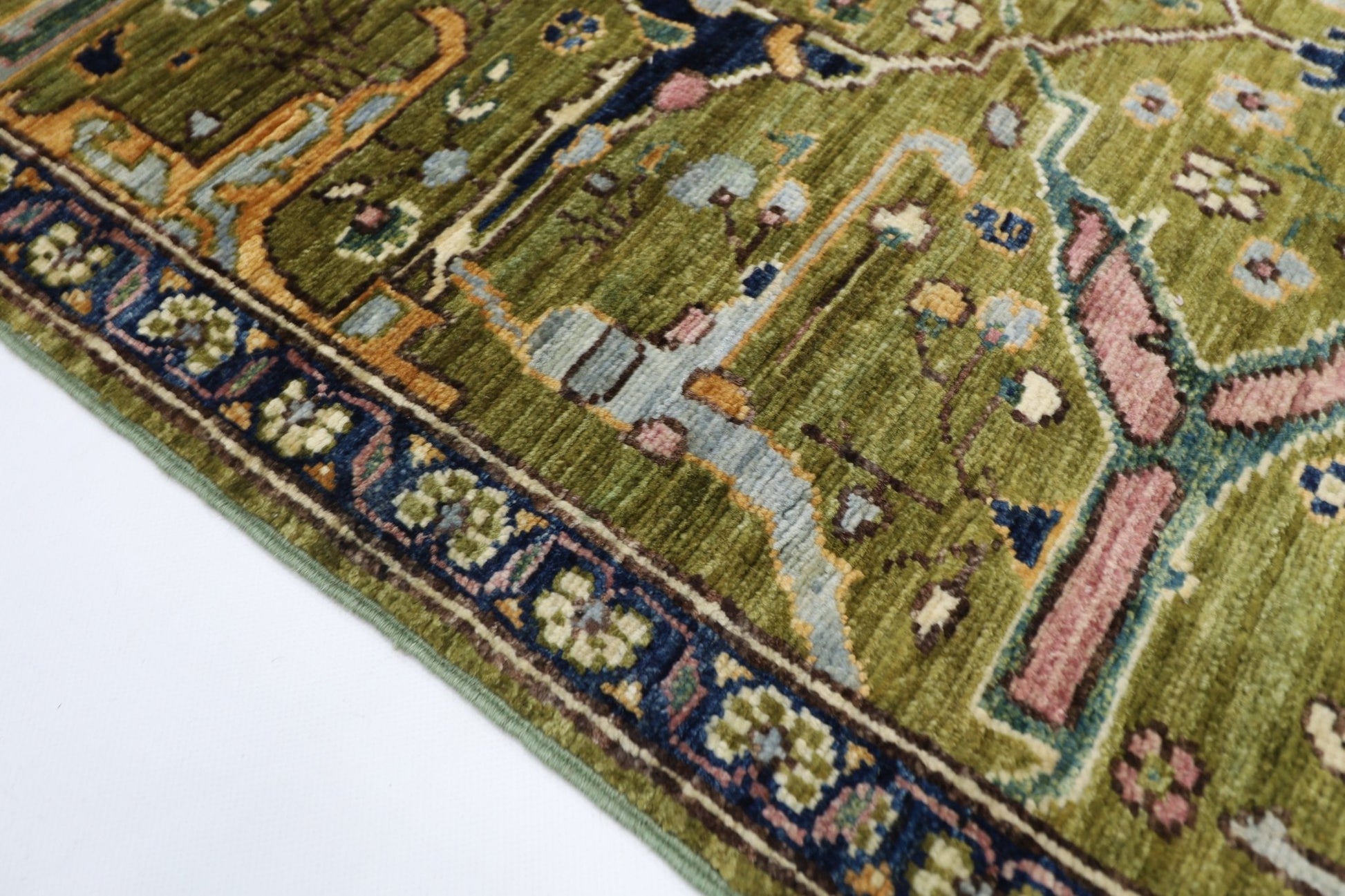 84 x 296 cm | Bidjar Green Oriental Runner Rug Afghan Hand Knotted Veg Dye Wool carpet - ART WOOL CARPET