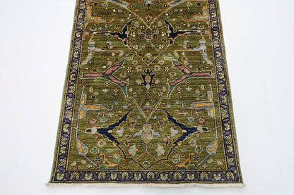 84 x 296 cm | Bidjar Green Oriental Runner Rug Afghan Hand Knotted Veg Dye Wool carpet - ART WOOL CARPET