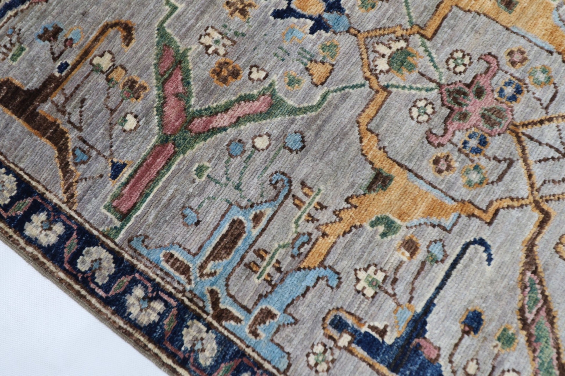 84 x 298 cm | Tribal Gray Runner Rug Afghan Hand Knotted veg Dye Wool carpet - ART WOOL CARPET