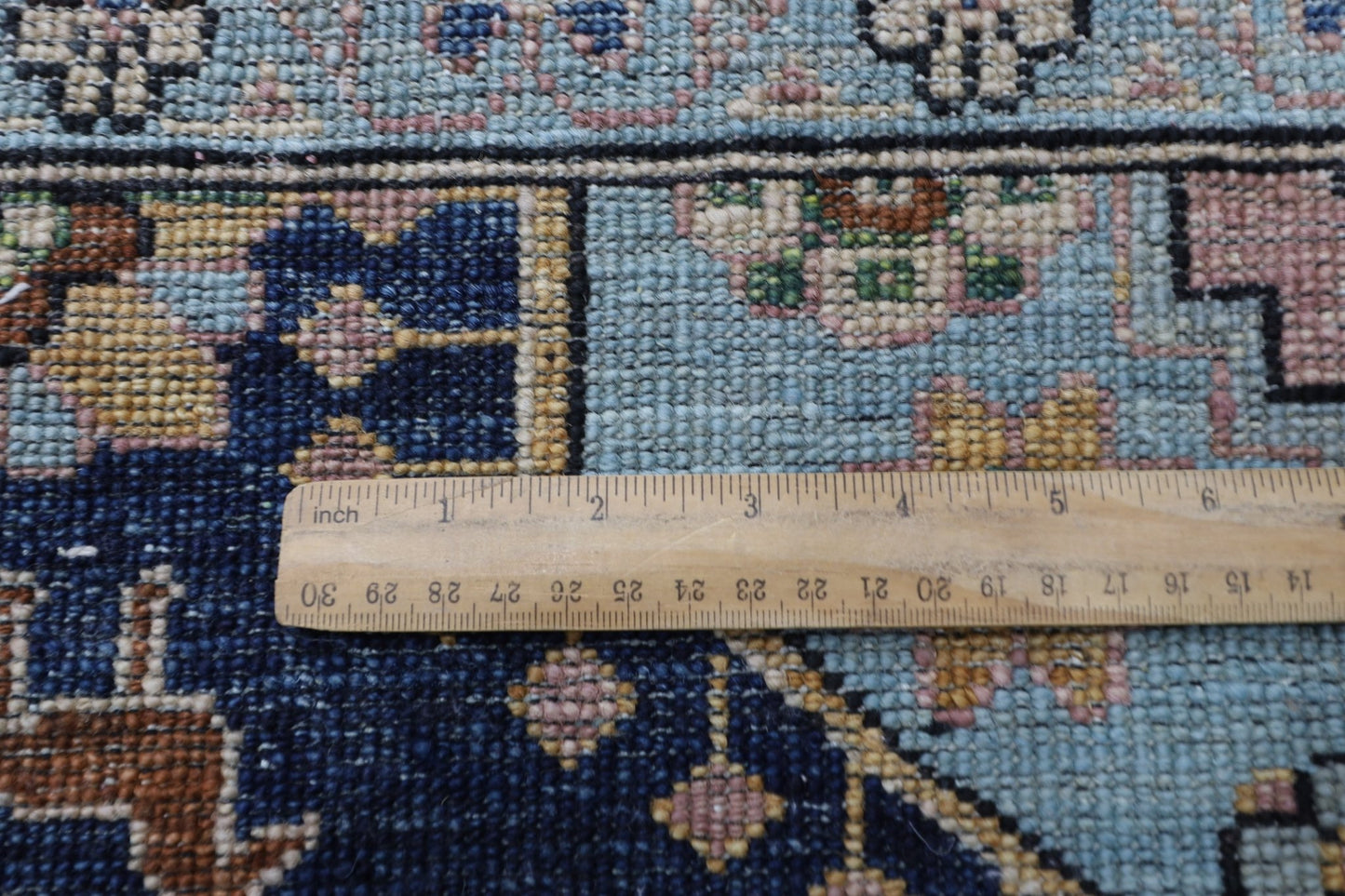 84x 416 cm | Oriental Floral Blue Runner Rug Afghan Hand Knotted Veg Dye Wool carpet - ART WOOL CARPET