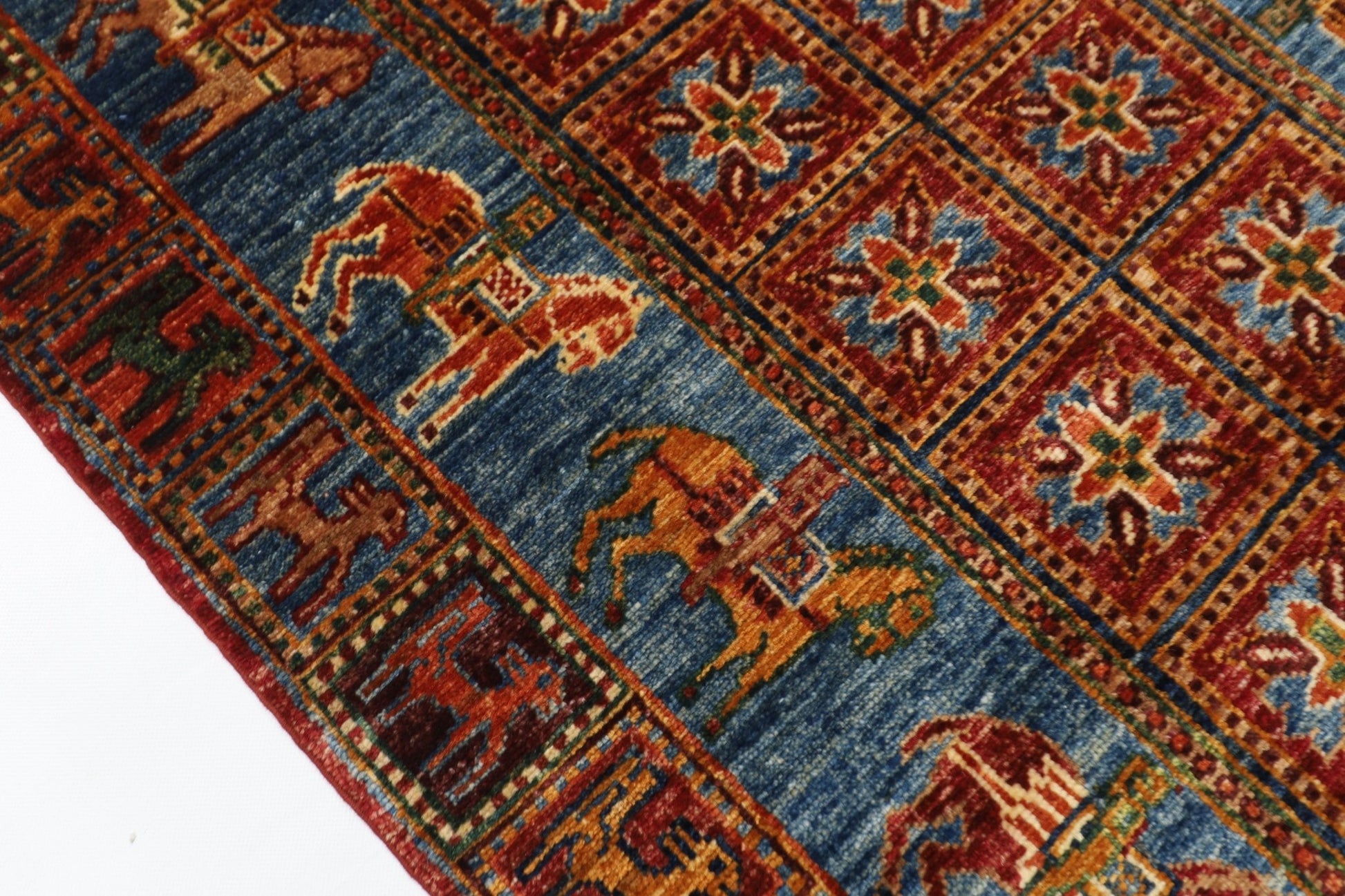 85 x 134 cm | Oriental Animal Accent Rug Afghan Hand Knotted Veg Dye Wool carpet - ART WOOL CARPET