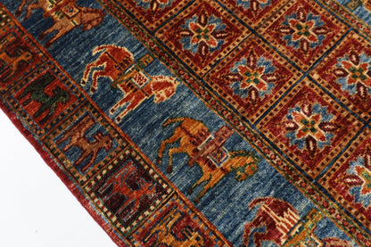 85 x 134 cm | Oriental Animal Accent Rug Afghan Hand Knotted Veg Dye Wool carpet - ART WOOL CARPET