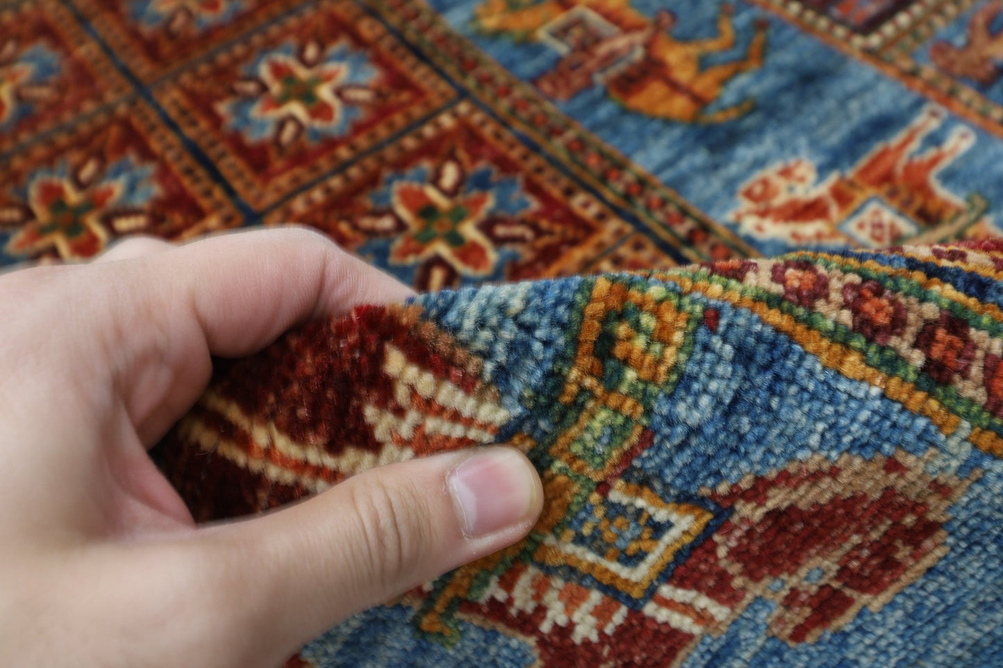 85 x 134 cm | Oriental Animal Accent Rug Afghan Hand Knotted Veg Dye Wool carpet - ART WOOL CARPET