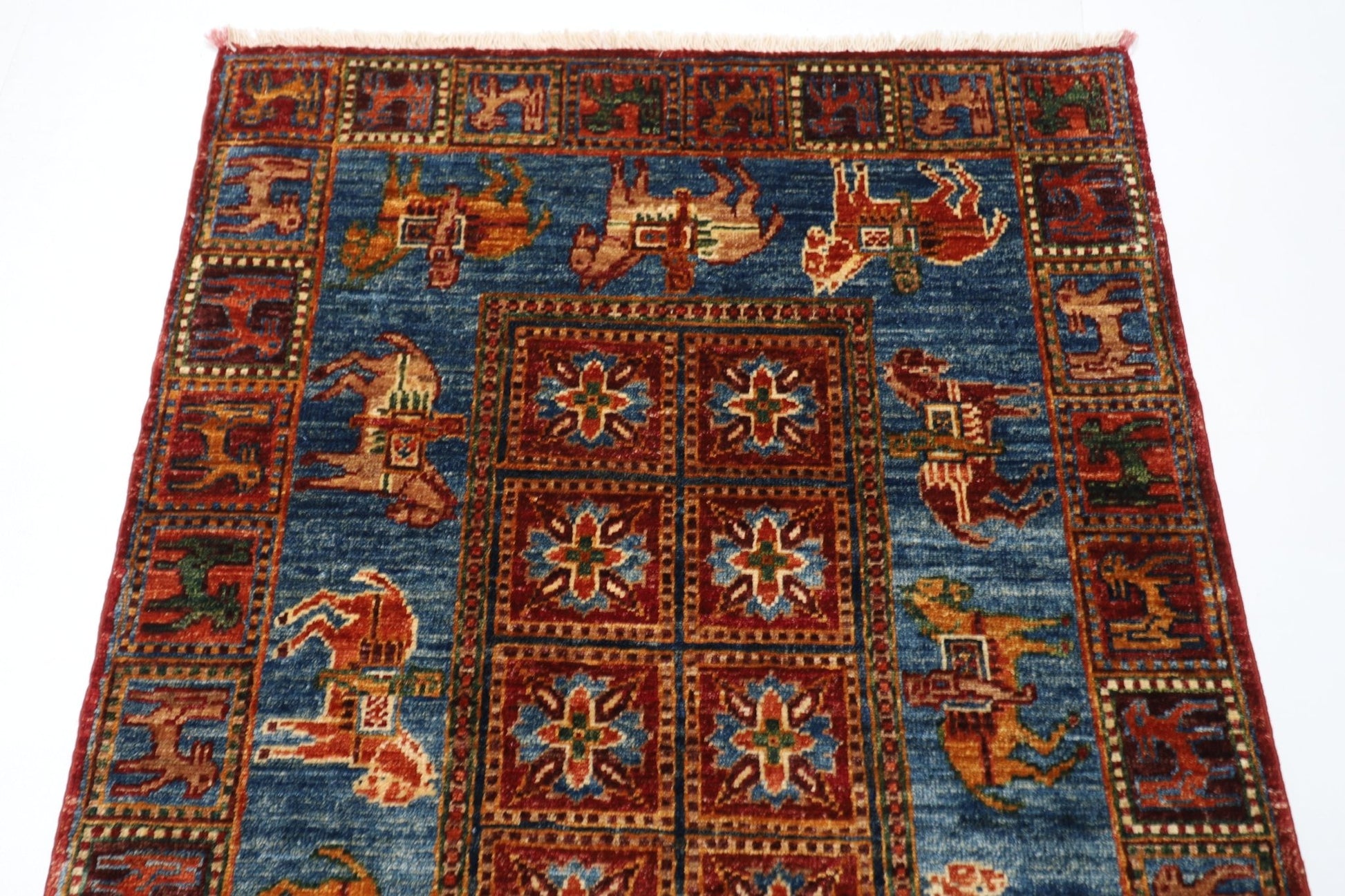 85 x 134 cm | Oriental Animal Accent Rug Afghan Hand Knotted Veg Dye Wool carpet - ART WOOL CARPET
