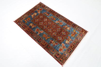 85 x 134 cm | Oriental Animal Accent Rug Afghan Hand Knotted Veg Dye Wool carpet - ART WOOL CARPET