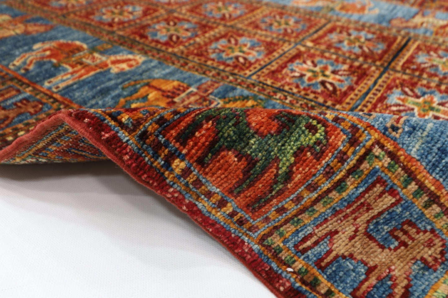 85 x 134 cm | Oriental Animal Accent Rug Afghan Hand Knotted Veg Dye Wool carpet - ART WOOL CARPET