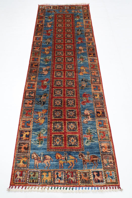 85 x 250 cm | Animal Tribal Runner Rug Afghan Hand Knotted veg Dye Wool carpet - ART WOOL CARPET