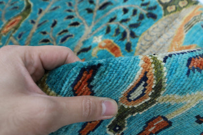 85 x 297 cm | Tree Birds Oriental Runner Rug Afghan Hand Knotted Veg Dye Wool carpet - ART WOOL CARPET