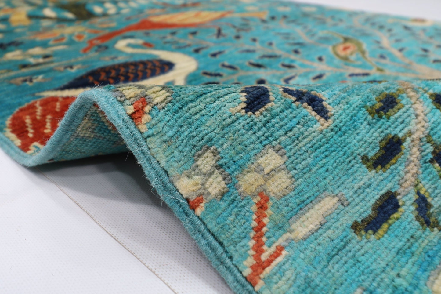 85 x 297 cm | Tree Birds Oriental Runner Rug Afghan Hand Knotted Veg Dye Wool carpet - ART WOOL CARPET
