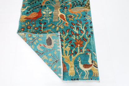 85 x 297 cm | Tree Birds Oriental Runner Rug Afghan Hand Knotted Veg Dye Wool carpet - ART WOOL CARPET