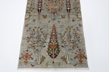 85 x 306 cm | Tree of life Oriental Runner Rug Afghan Hand Knotted Veg Dye Wool carpet - ART WOOL CARPET