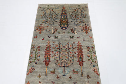 85 x 306 cm | Tree of life Oriental Runner Rug Afghan Hand Knotted Veg Dye Wool carpet - ART WOOL CARPET