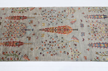 85 x 306 cm | Tree of life Oriental Runner Rug Afghan Hand Knotted Veg Dye Wool carpet - ART WOOL CARPET