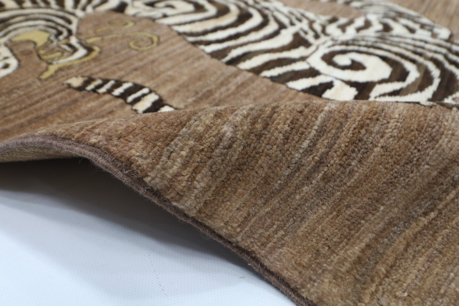 90 x 149 cm | Tiger brown Oriental Area Rug Afghan Hand Knotted Veg Dye Wool carpet - ART WOOL CARPET