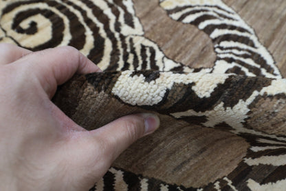 91 x 149 cm | Tiger Brown Oriental Area Rug Afghan Hand Knotted Veg Dye Wool carpet - ART WOOL CARPET