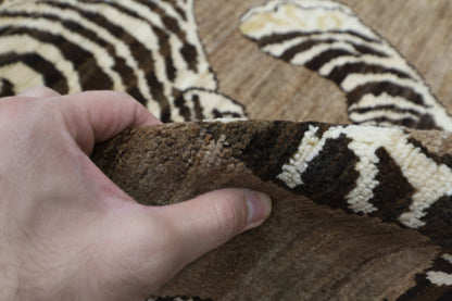 93 x 147 cm | Tiger Brown Oriental Area Rug Afghan Hand Knotted Veg Dye Wool carpet - ART WOOL CARPET
