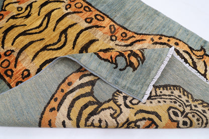 93 x 150 cm | Tribal Tiger Area Rug Afghan Hand Knotted veg Dye Wool carpet - ART WOOL CARPET