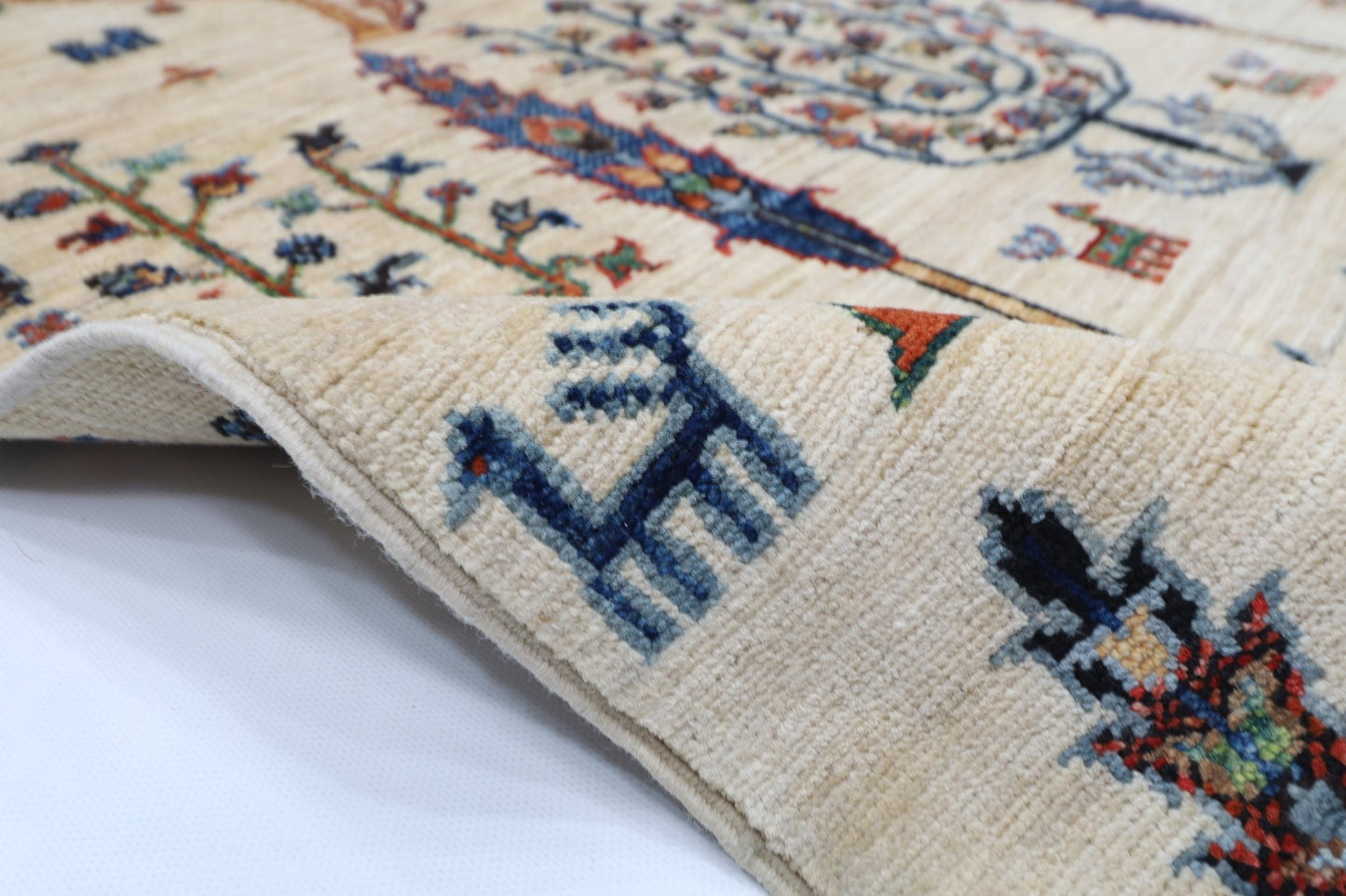 97 x 152 cm | Tree of life Oriental Area Rug Afghan Hand Knotted Veg Dye Wool carpet - ART WOOL CARPET