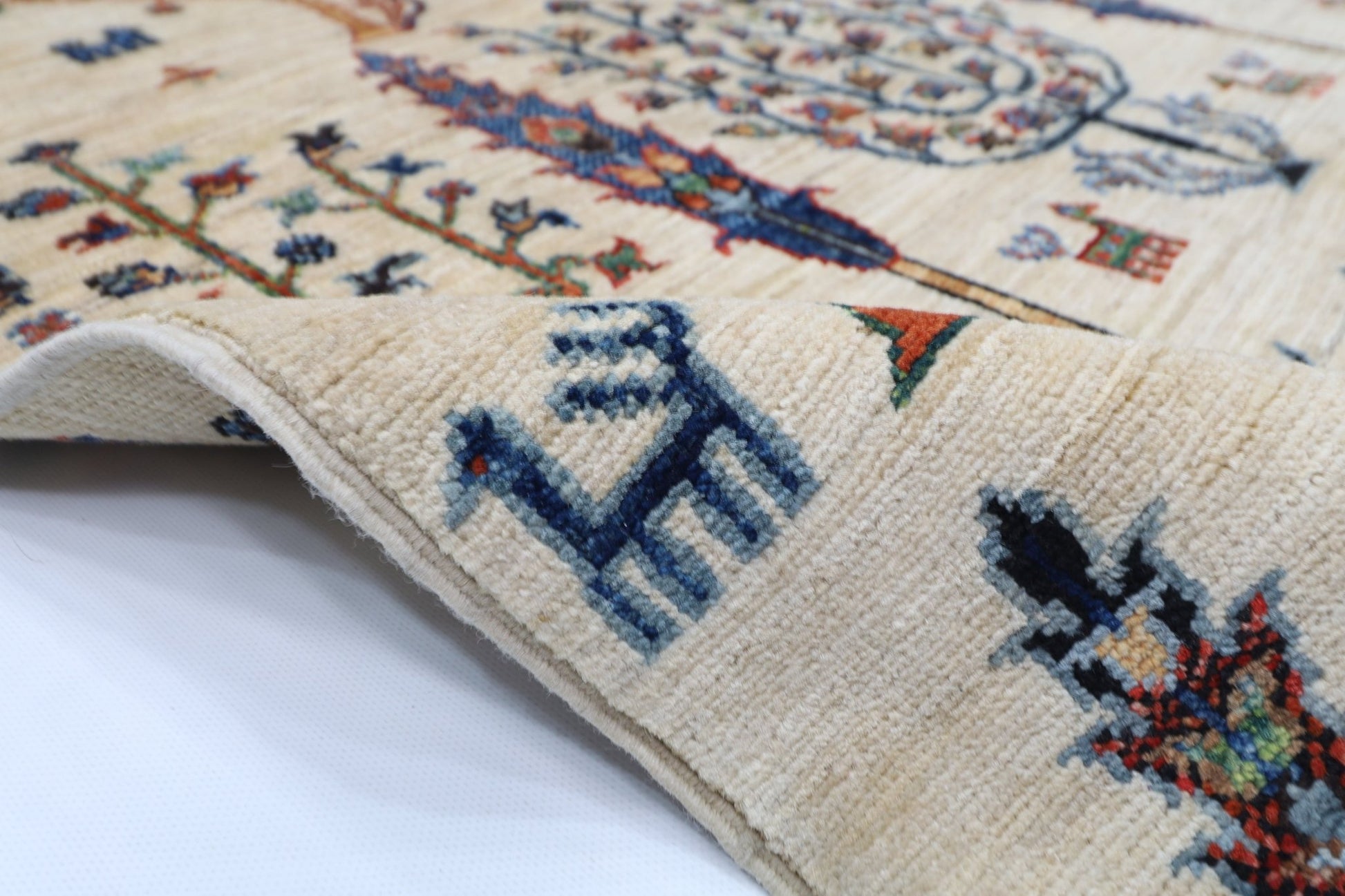 97 x 152 cm | Tree of life Oriental Area Rug Afghan Hand Knotted Veg Dye Wool carpet - ART WOOL CARPET