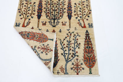 97 x 152 cm | Tree of life Oriental Area Rug Afghan Hand Knotted Veg Dye Wool carpet - ART WOOL CARPET