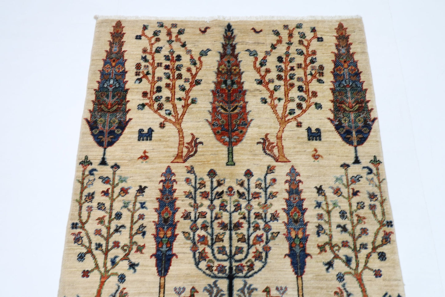 97 x 152 cm | Tree of life Oriental Area Rug Afghan Hand Knotted Veg Dye Wool carpet - ART WOOL CARPET