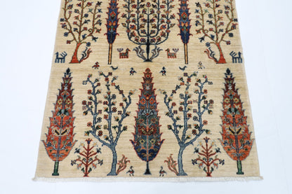 97 x 152 cm | Tree of life Oriental Area Rug Afghan Hand Knotted Veg Dye Wool carpet - ART WOOL CARPET
