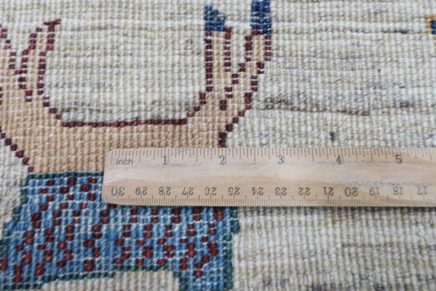 97 x 155 cm | Lion Beige Oriental Area Rug Afghan Hand Knotted Veg Dye Wool carpet - ART WOOL CARPET