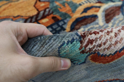 97 x 160 cm | Fish Gray Oriental Area Rug Afghan Hand Knotted Veg Dye Wool carpet - ART WOOL CARPET