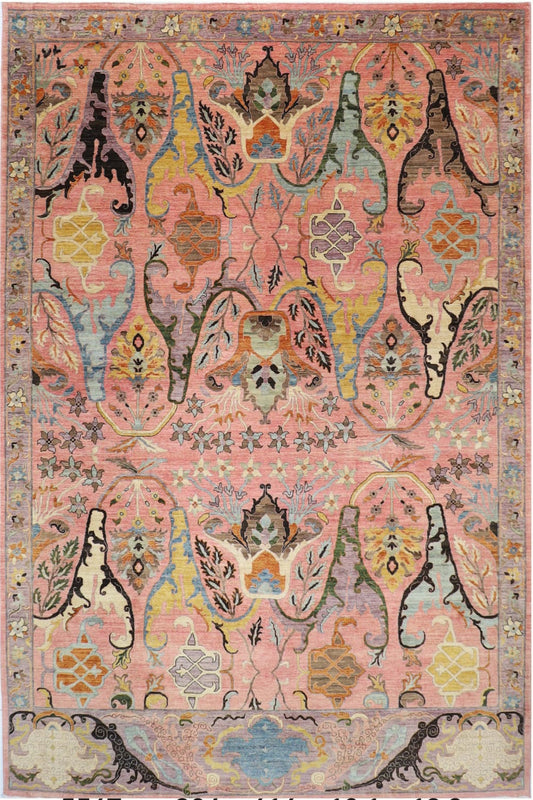 305 x 420 cm | Oriental Kawros Pink Area Rug Afghan Hand Knotted Veg Dye Wool carpet