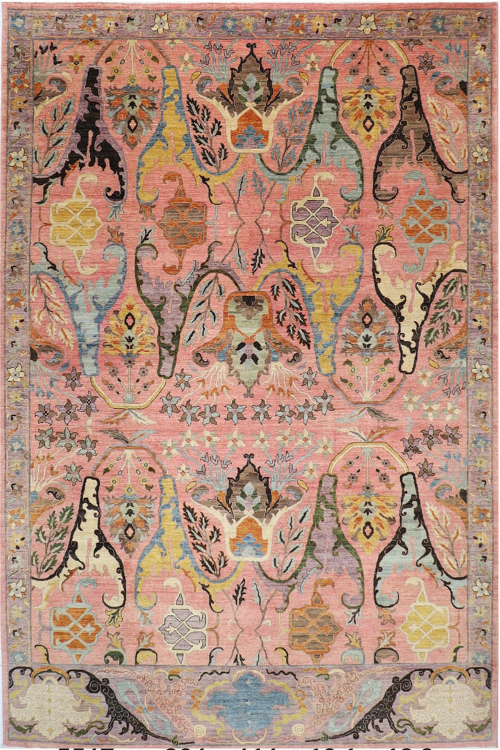 305 x 420 cm | Oriental Kawros Pink Area Rug Afghan Hand Knotted Veg Dye Wool carpet