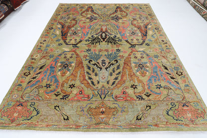246 x 308 cm | Green Kawros Area Rug Afghan Hand Knotted Veg Dye Wool carpet