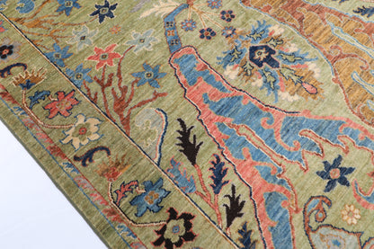 246 x 308 cm | Green Kawros Area Rug Afghan Hand Knotted Veg Dye Wool carpet
