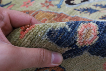 246 x 308 cm | Green Kawros Area Rug Afghan Hand Knotted Veg Dye Wool carpet
