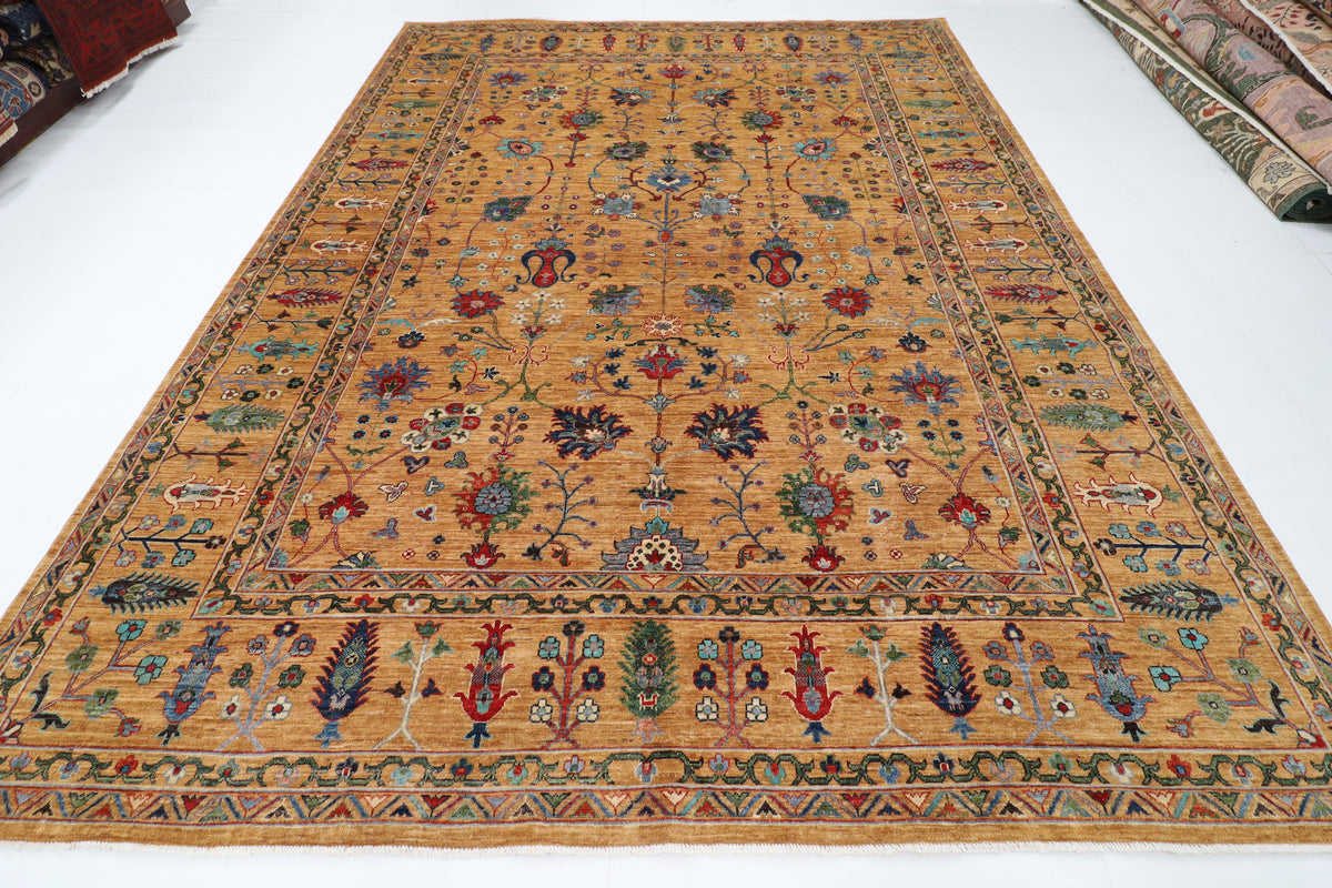 274 x 363 cm | Floral Area Rug Afghan Hand Knotted Veg Dye Wool carpet