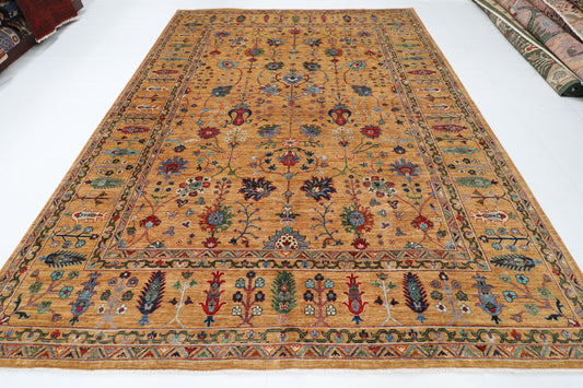 274 x 363 cm | Floral Area Rug Afghan Hand Knotted Veg Dye Wool carpet