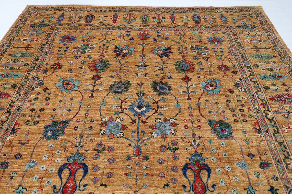 274 x 363 cm | Floral Area Rug Afghan Hand Knotted Veg Dye Wool carpet