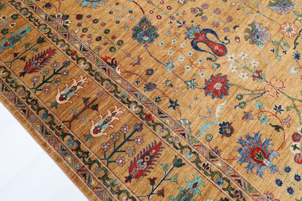 274 x 363 cm | Floral Area Rug Afghan Hand Knotted Veg Dye Wool carpet