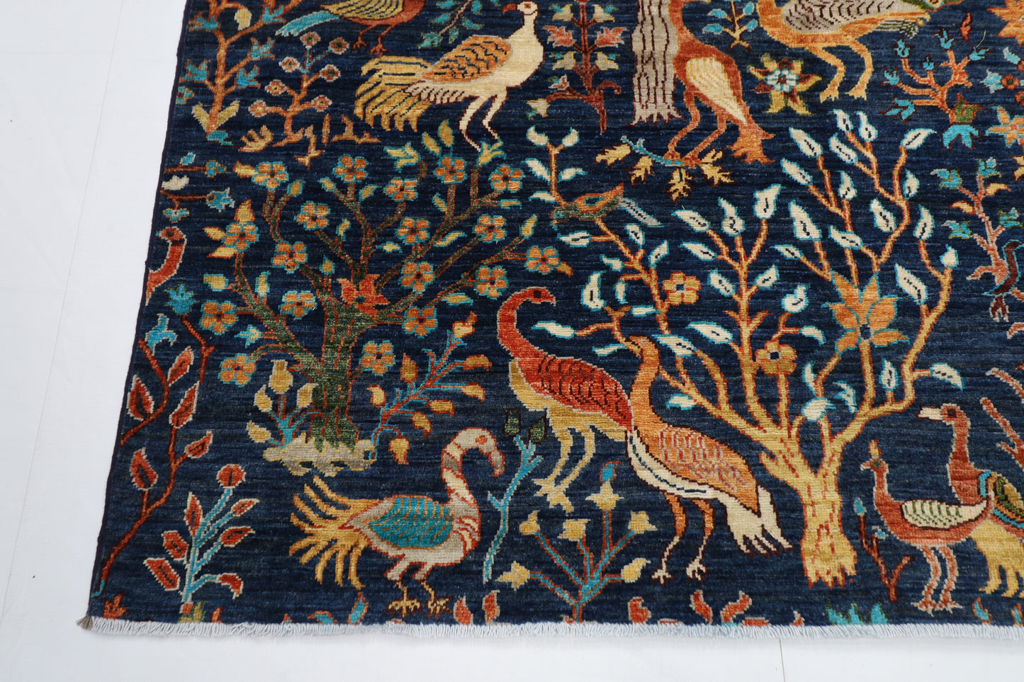 167 x 240 cm | Birds Blue Area Rug Afghan Hand Knotted veg Dye Wool carpet