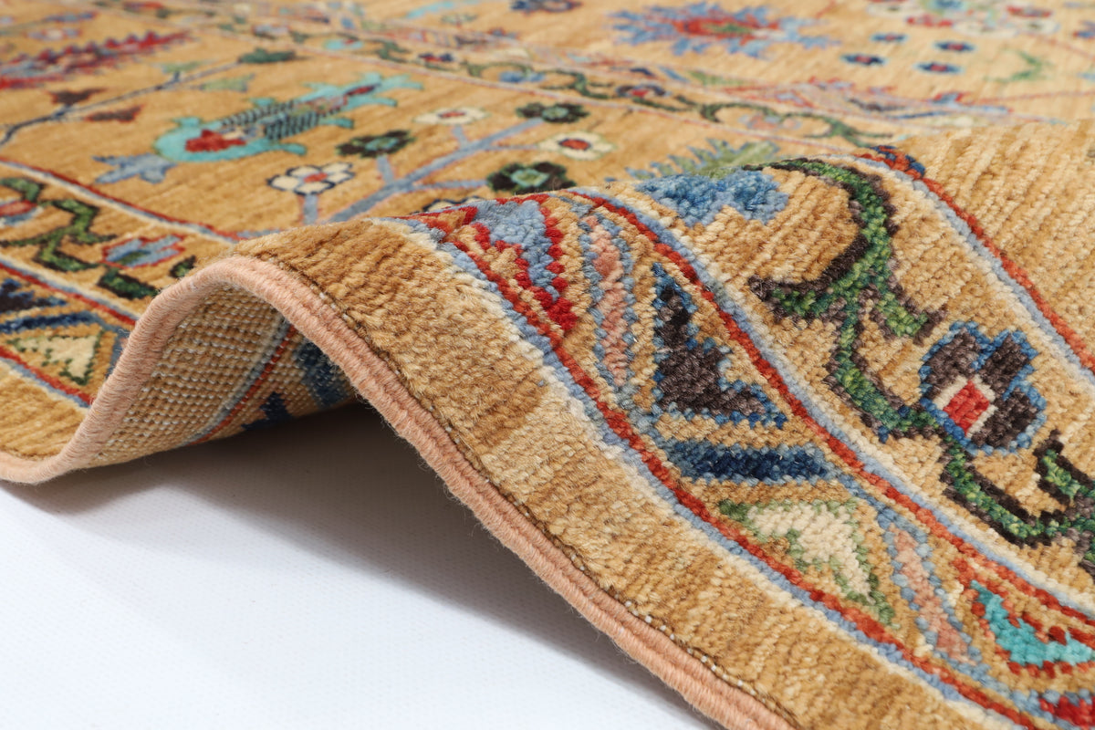 274 x 363 cm | Floral Area Rug Afghan Hand Knotted Veg Dye Wool carpet