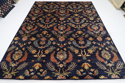 248 x 296 cm | Oriental Suzani Blue Area Rug Afghan Hand Knotted Veg Dye Wool carpet