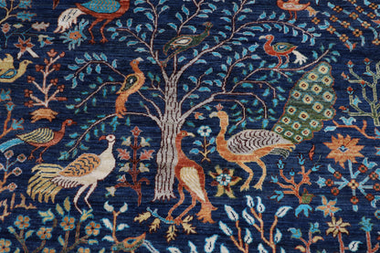 167 x 240 cm | Birds Blue Area Rug Afghan Hand Knotted veg Dye Wool carpet