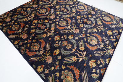248 x 296 cm | Oriental Suzani Blue Area Rug Afghan Hand Knotted Veg Dye Wool carpet